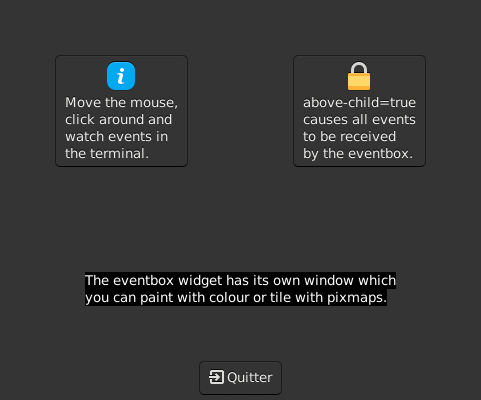 Le widget <eventbox> rendu par gtk3sermo : capture de l'exemple examples/eventbox livré avec le projet.