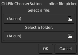 Le widget <filechooser> rendu par gtk3sermo : capture de l'exemple examples/filechooser livré avec le projet.