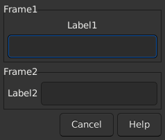 Le widget <frame> rendu par gtk3sermo : capture de l'exemple examples/frame livré avec le projet.