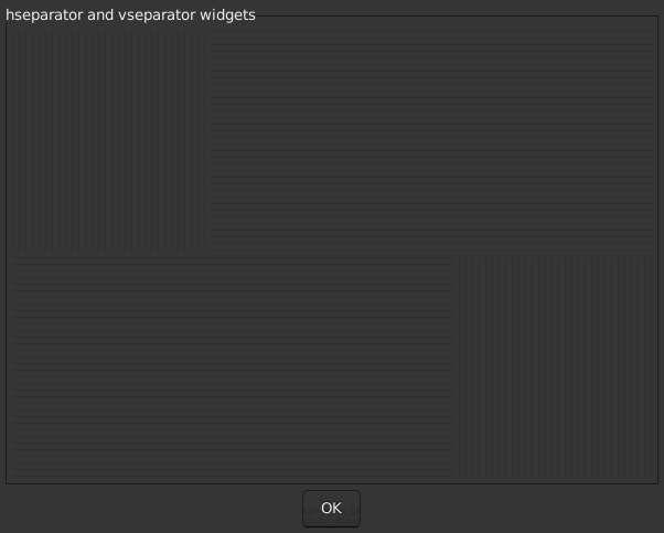 Le widget <hseparator> rendu par gtk3sermo : capture de l'exemple examples/hseparator livré avec le projet.