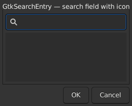 Le widget <searchentry> rendu par gtk3sermo : capture de l'exemple examples/searchentry livré avec le projet.