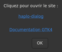 Le widget <linkbutton> rendu par gtk4sermo : capture de l'exemple examples/linkbutton livré avec le projet.
