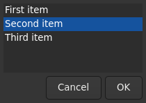 Le widget <list> rendu par gtk4sermo : capture de l'exemple examples/list livré avec le projet.