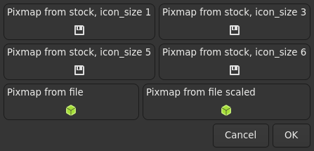 Le widget <pixmap> rendu par gtk4sermo : capture de l'exemple examples/pixmap livré avec le projet.