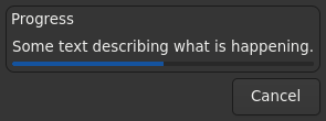 Le widget <progressbar> rendu par gtk4sermo : capture de l'exemple examples/progressbar livré avec le projet.