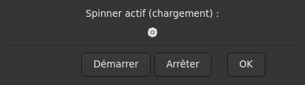 Le widget <spinner> rendu par gtk4sermo : capture de l'exemple examples/spinner livré avec le projet.