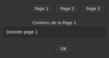 Le widget <stack> rendu par gtk4sermo : capture de l'exemple examples/stack livré avec le projet.