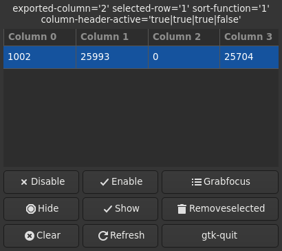 Le widget <table> rendu par gtk4sermo : capture de l'exemple examples/table livré avec le projet.