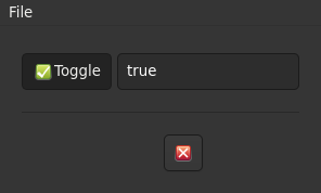 Le widget <togglebutton> rendu par gtk4sermo : capture de l'exemple examples/togglebutton livré avec le projet.