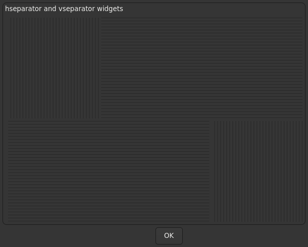 Le widget <vseparator> rendu par gtk4sermo : capture de l'exemple examples/vseparator livré avec le projet.