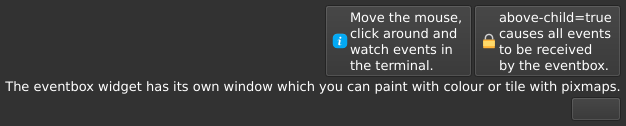 Le widget <eventbox> rendu par qt6sermo : le même exemple examples/eventbox que pour les autres ports, exécuté par ce port.