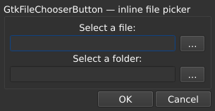 Le widget <filechooser> rendu par qt6sermo : le même exemple examples/filechooser que pour les autres ports, exécuté par ce port.