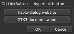 Le widget <linkbutton> rendu par qt6sermo : le même exemple examples/linkbutton que pour les autres ports, exécuté par ce port.