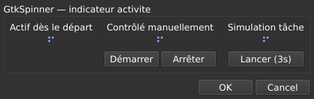 Le widget <spinner> rendu par qt6sermo : le même exemple examples/spinner que pour les autres ports, exécuté par ce port.