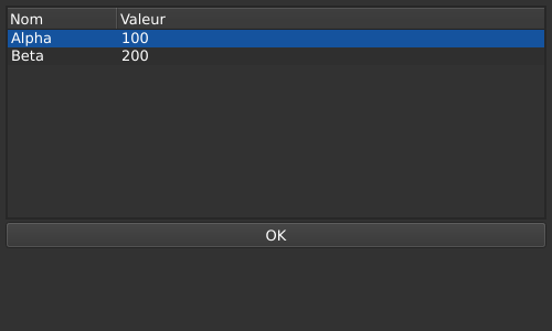 Le widget <table> rendu par qt6sermo : capture de l'exemple examples/table livré avec le projet.